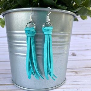 Leather fringe earrings